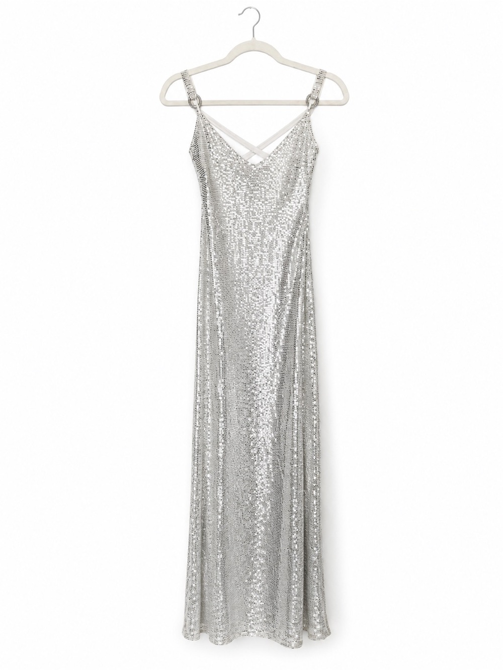 Pinko Silver Sequin Maxi Dress